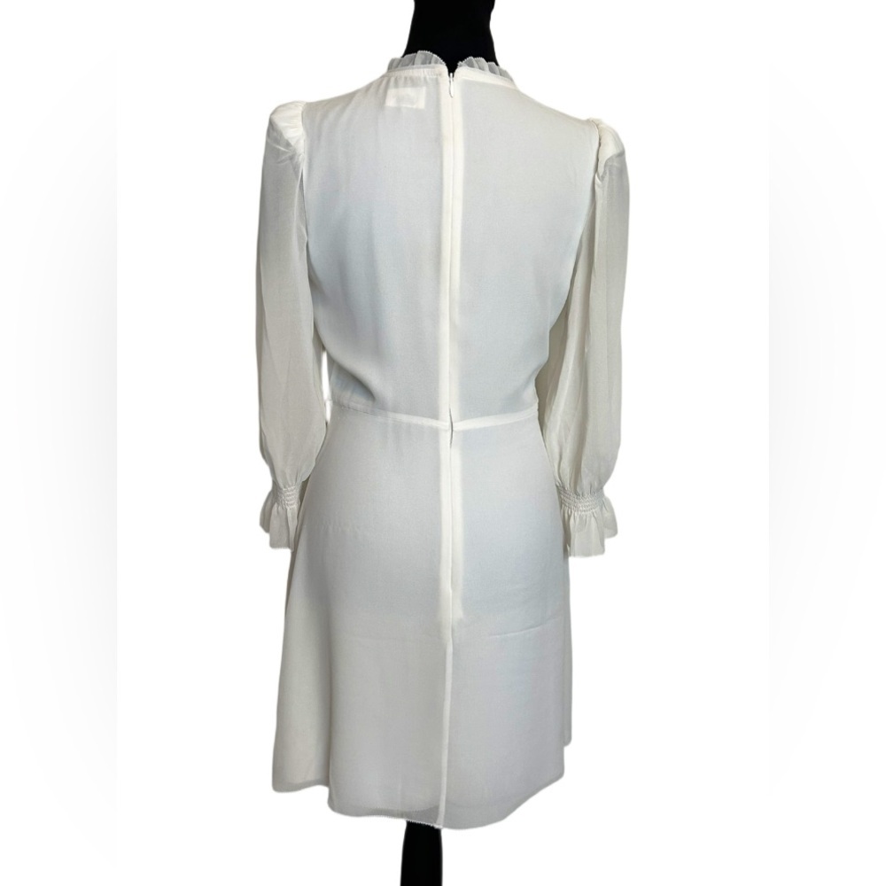 Wilfred Woman’s 4 White Sheer Swept Dress With Puff Sleeve & Ruffled Neckline - Picture 10 of 16